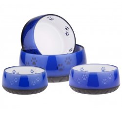 Hundeskl i melamin bl med poter 1 L